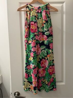 Lilly Pulitzer Navy Floral Dress with Pink, Yellow & Green